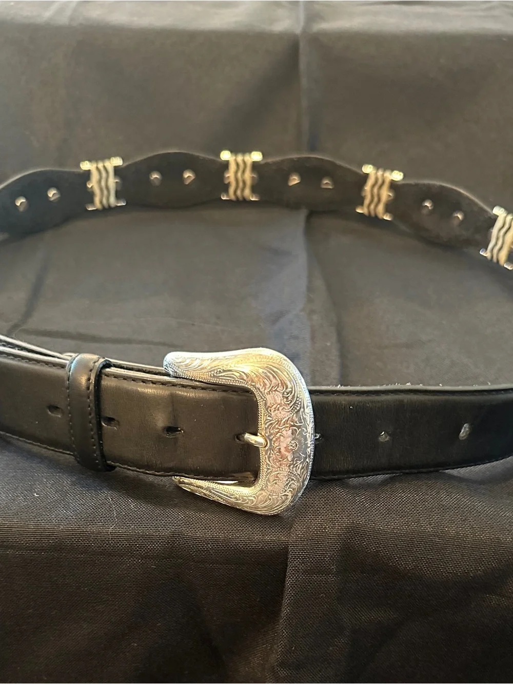 Vintage TONY LAMA Buckle Belt NATIVE AMERICAN Leather 40 Indian WESTERN Concho